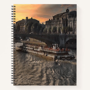 Paris Flusstor Kunst Stadtansicht Sonnenuntergang  Notizblock