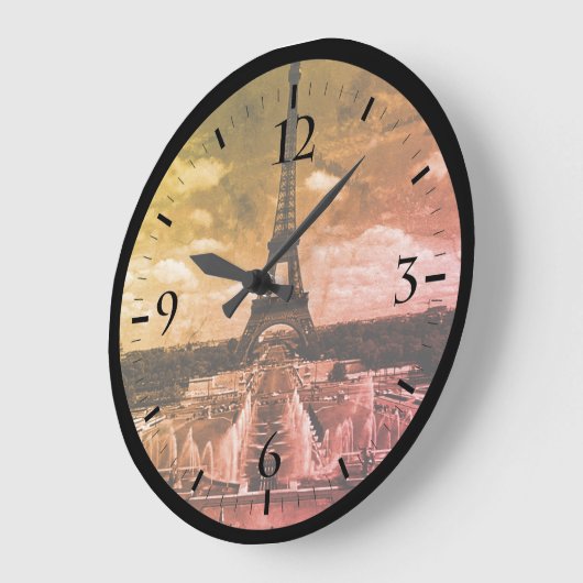 Paris Fontains Tower Eiffel Large C Große Wanduhr (Winkel)