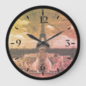 Paris Fontains Tower Eiffel Large C Große Wanduhr (Vorderseite)