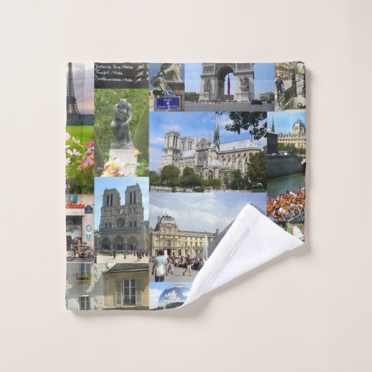 Paris-Foto-Collage Badhandtuch Set (Waschlappen)