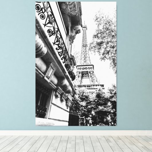 Paris Fotografy Decor in Schwarz und Weiß Leinwanddruck (Insitu (Holzboden))