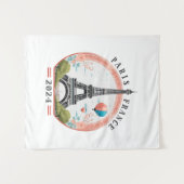 Paris France 2024 Tapestrys, Eiffelturm Wandteppich (Vorderseite (Horizontal))