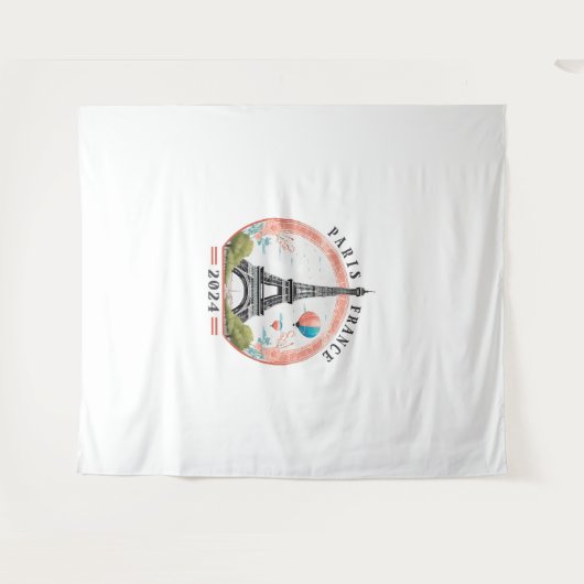 Paris France 2024 Tapestrys, Eiffelturm Wandteppich (Vorderseite (Horizontal))