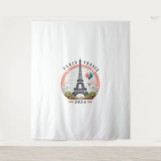 Paris France 2024 Tapestrys, Eiffelturm Wandteppich (Vorderseite)
