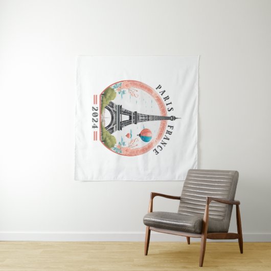 Paris France 2024 Tapestrys, Eiffelturm Wandteppich (Beispiel (Horizontal))