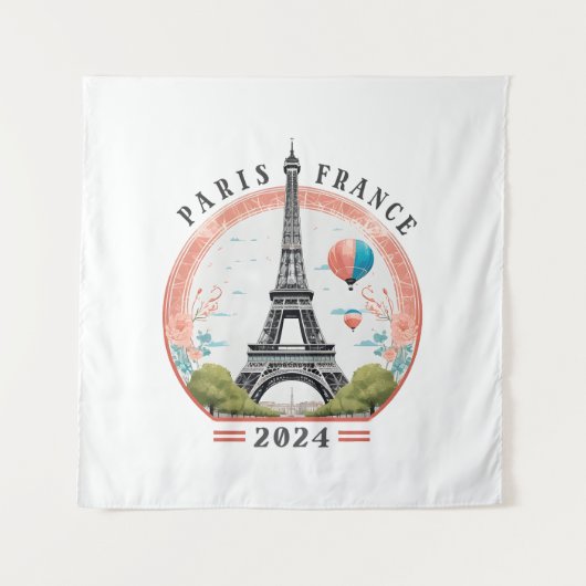 Paris France 2024 Tapestrys, Eiffelturm Wandteppich (Vorderseite)
