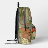 Paris France Antique Artwork Collage Eiffel Franzö Bedruckter Rucksack (Links)