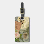 Paris France Antique Artwork Collage Eiffel Franzö Gepäckanhänger (Vorderseite vertikal)