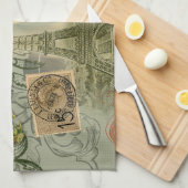 Paris France Antique Artwork Collage Eiffel Franzö Geschirrtuch (Viertel Falte)