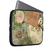 Paris France Antique Artwork Collage Eiffel Franzö Laptopschutzhülle (Vorne Rechts)