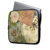 Paris France Antique Artwork Collage Eiffel Franzö Laptopschutzhülle (Vorderseite Links)