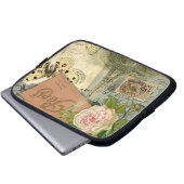 Paris France Antique Artwork Collage Eiffel Franzö Laptopschutzhülle (Vorne Knopf)