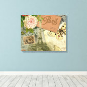 Paris France Antique Artwork Collage Eiffel Franzö Leinwanddruck (Insitu (Holzboden))