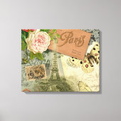 Paris France Antique Artwork Collage Eiffel Franzö Leinwanddruck (Vorderseite)