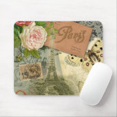 Paris France Antique Artwork Collage Eiffel Franzö Mousepad (Mit Mouse)