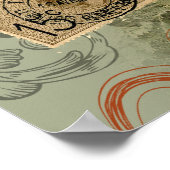 Paris France Antique Artwork Collage Eiffel Franzö Poster (Ecke)