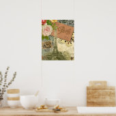 Paris France Antique Artwork Collage Eiffel Franzö Poster (Küche)