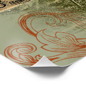 Paris France Antique Artwork Collage Eiffel Franzö Poster (Ecke)