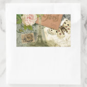 Paris France Antique Artwork Collage Eiffel Franzö Rechteckiger Aufkleber (Tasche)