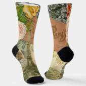 Paris France Antique Artwork Collage Eiffel Franzö Socken (Gewinkelt)