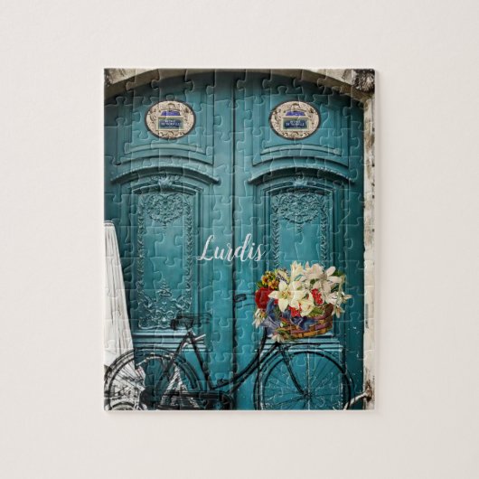 Paris France Bike Floral Jigsaw Puzzle (Vertikal)