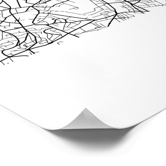 Paris France Black and White City Map Poster (Ecke)