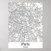 Paris France Black and White City Map Poster (Vorne)
