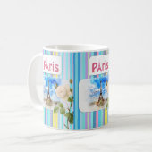 Paris France Blue Stripe Tasse (Vorderseite Links)