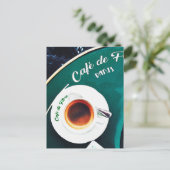 Paris France Café Coffee Watercolor Postkarte (Stehend Vorderseite)