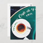 Paris France Café Coffee Watercolor Postkarte (Vorne/Hinten)