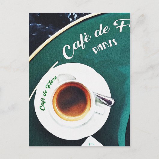 Paris France Café Coffee Watercolor Postkarte (Vorderseite)
