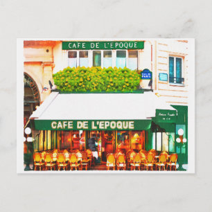 Paris France Café Watercolor Postkarte