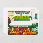 Paris France Café Watercolor Postkarte (Vorne/Hinten)