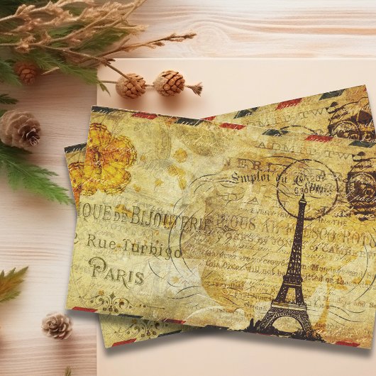 Paris France Decoupage Vintag Ephemera Seidenpapier