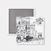 Paris France Doodle Magnet (Vorderseite/Rückseite)
