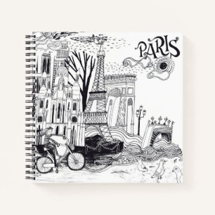 Paris France Doodle Notizblock