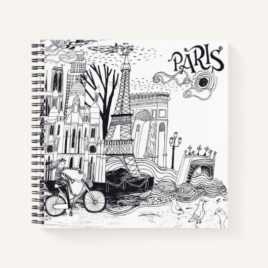 Paris France Doodle Notizblock (Vorderseite)