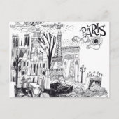 Paris France Doodle Postkarte (Vorderseite)