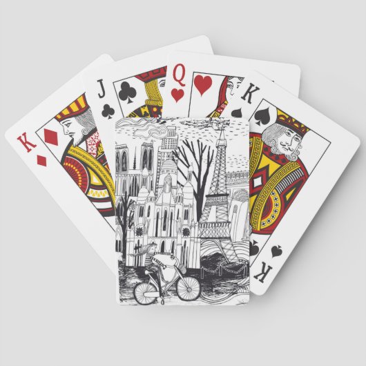Paris France Doodle Spielkarten (Rückseite)