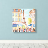 Paris France Eiffel Tower | Aquarell Europa Leinwanddruck (Insitu (Holzboden))