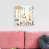 Paris France Eiffel Tower | Aquarell Europa Leinwanddruck (Insitu (Wohnzimmer))