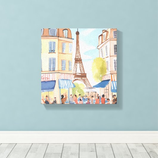Paris France Eiffel Tower | Aquarell Europa Leinwanddruck (Insitu (Holzboden))