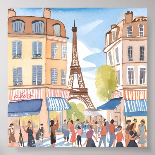 Paris France Eiffel Tower | Aquarell Europa Poster (Vorne)