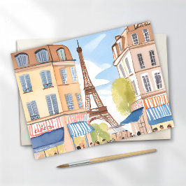 Paris France Eiffel Tower | Aquarellkarte