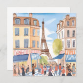 Paris France Eiffel Tower | Aquarellkarte (Vorne/Hinten)