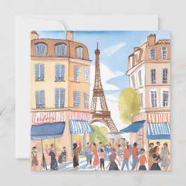 Paris France Eiffel Tower | Aquarellkarte