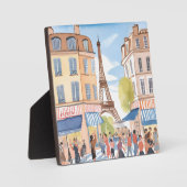 Paris France Eiffel Tower | Aquarellmalte Kunst Fotoplatte (Vorderseite)