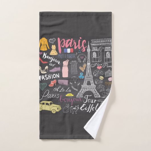 Paris France Eiffel Tower Badhandtuch Set (Handtuch)