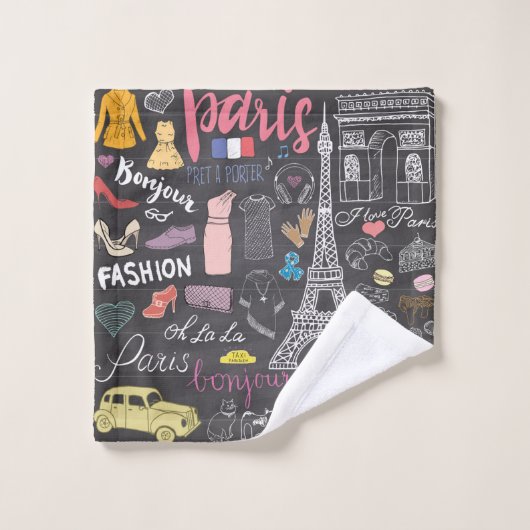 Paris France Eiffel Tower Badhandtuch Set (Waschlappen)