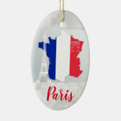 Paris France Eiffel Tower Flag Karte Weihnachtsfei Keramik Ornament (Rechts)
